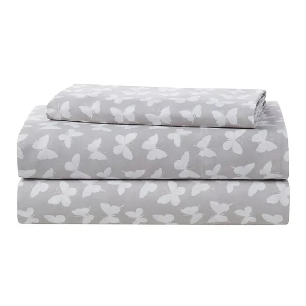 Real Living Sunwashed Bohemia 4pc KING Sheet Set Microfiber Soft Butterflies NEW